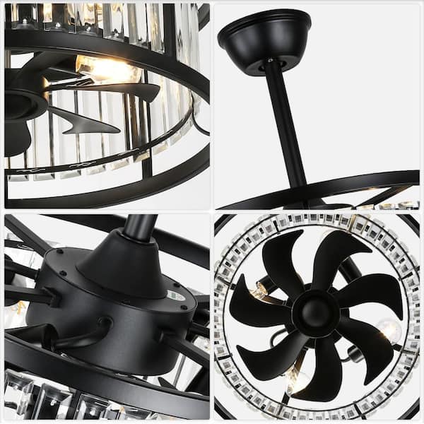 Oaks Aura Idahii 20 in. Black Fandelier Luxury Ceiling Fan with