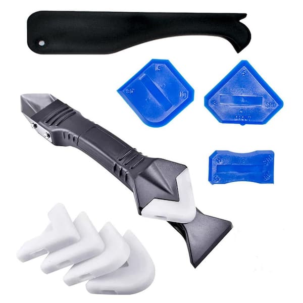 3 in 1 Silicone Caulking Tools with Stainless Steelhead and 5 Replaceable Pads for Kitchen Bathroom Sink Joint