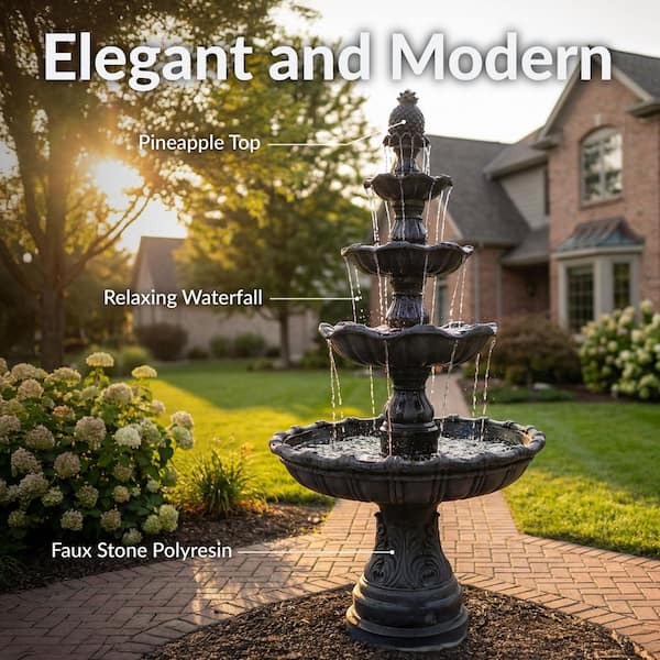 Sunnydaze 4-Tier Electric Powered Grand Courtyard Fountain in