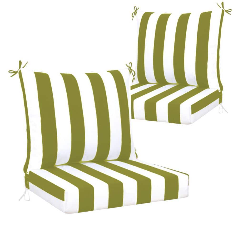 Outdoor Deep Seat Cushion Set 2pcs, 24*24*4.3″ Fade Resistant Patio Furniture Cushions, Grass Green White price history on PriceWatchPro