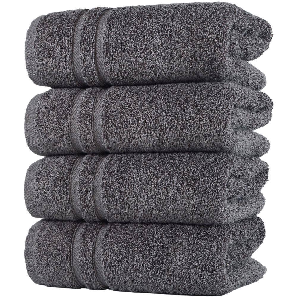 Hammam Linen 4Piece Grey Turkish Cotton Hand Towels SN553HT06 The