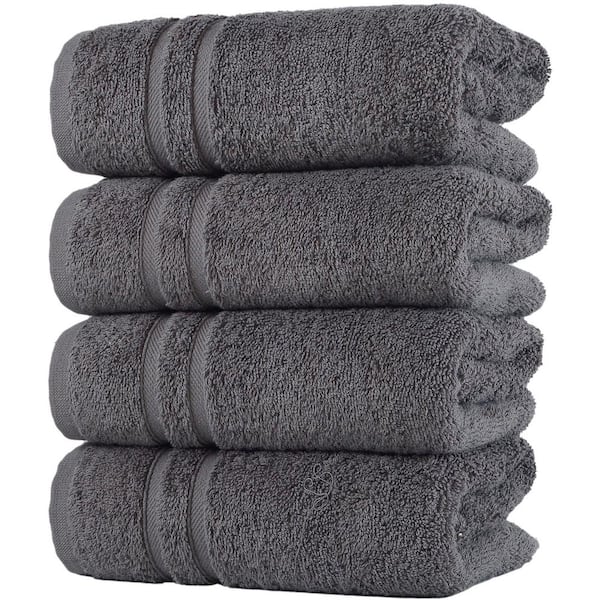Hawmam Linen 4-Piece Grey Turkish Cotton Hand Towels