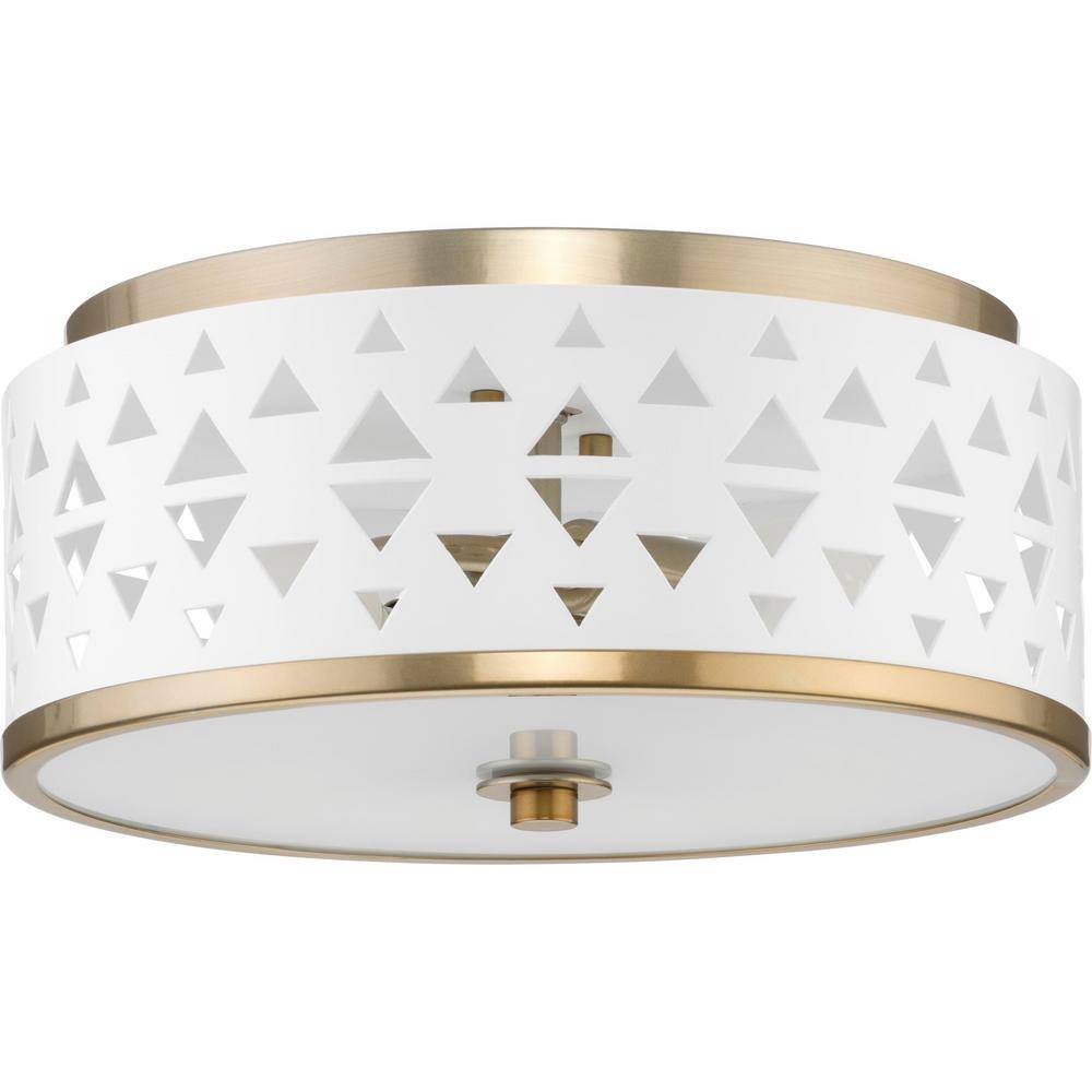 Avec Champagne Bronze and White Glass Flush Mount Light