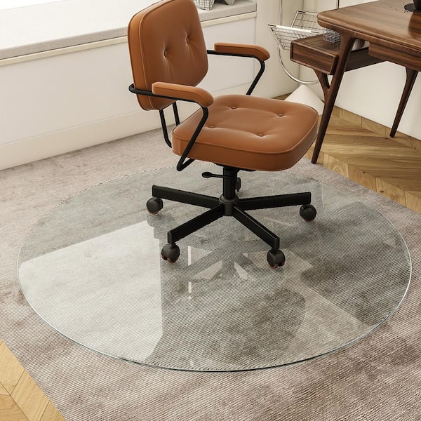 WILLOTED 46 x 46 Clear Round Glass Chair Mat Indoor Floor