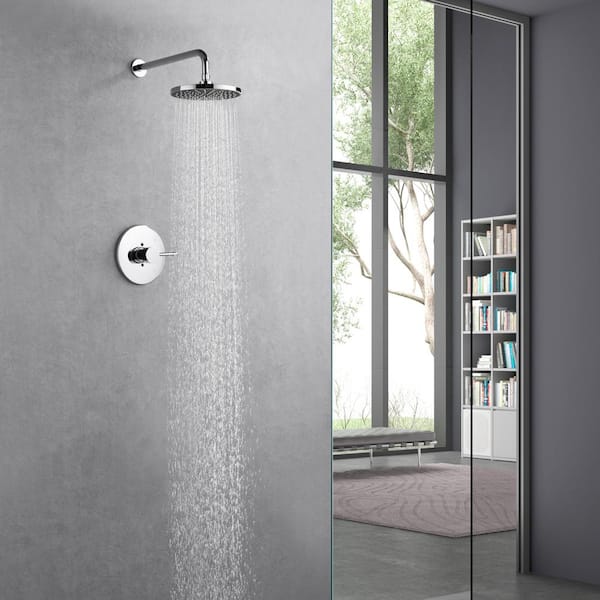 Kree Single Handle 1-Spray Shower Faucet 1.8 GPM with Pressure Balance, Anti Scald in Polished Chrome (Valve Included)