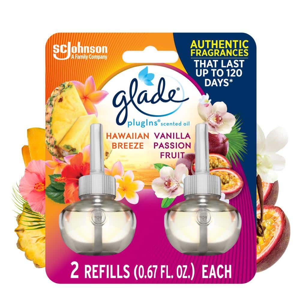 Glade 1.34 oz. Hawaiian Breeze and Vanilla Passion Fruit Plugins Scented  Oil Refill (2-Pack) 305872 The Home Depot