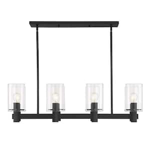 Andreo 8-Light Textured Black Island Cylinder Chandelier for Living Room with No Bulbs Included
