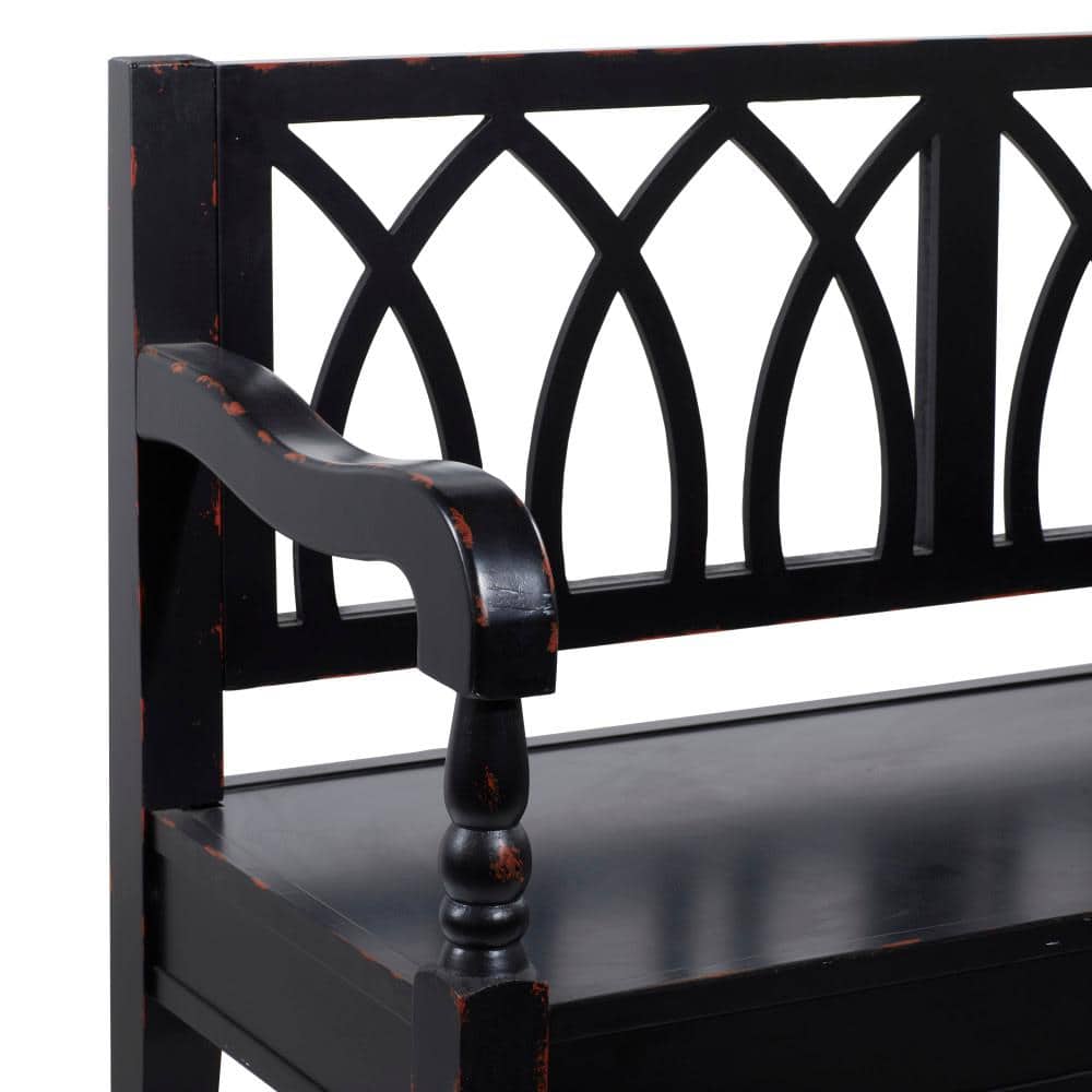 Natural Finish Dark Brown Wood Bench 48"W, 37"H