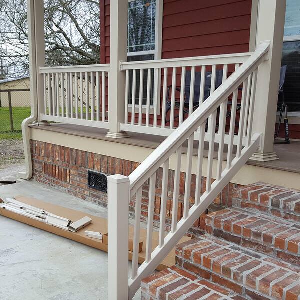 Weatherables Riviera 3.5 ft. H x 8 ft. W White Vinyl Stair Railing Kit