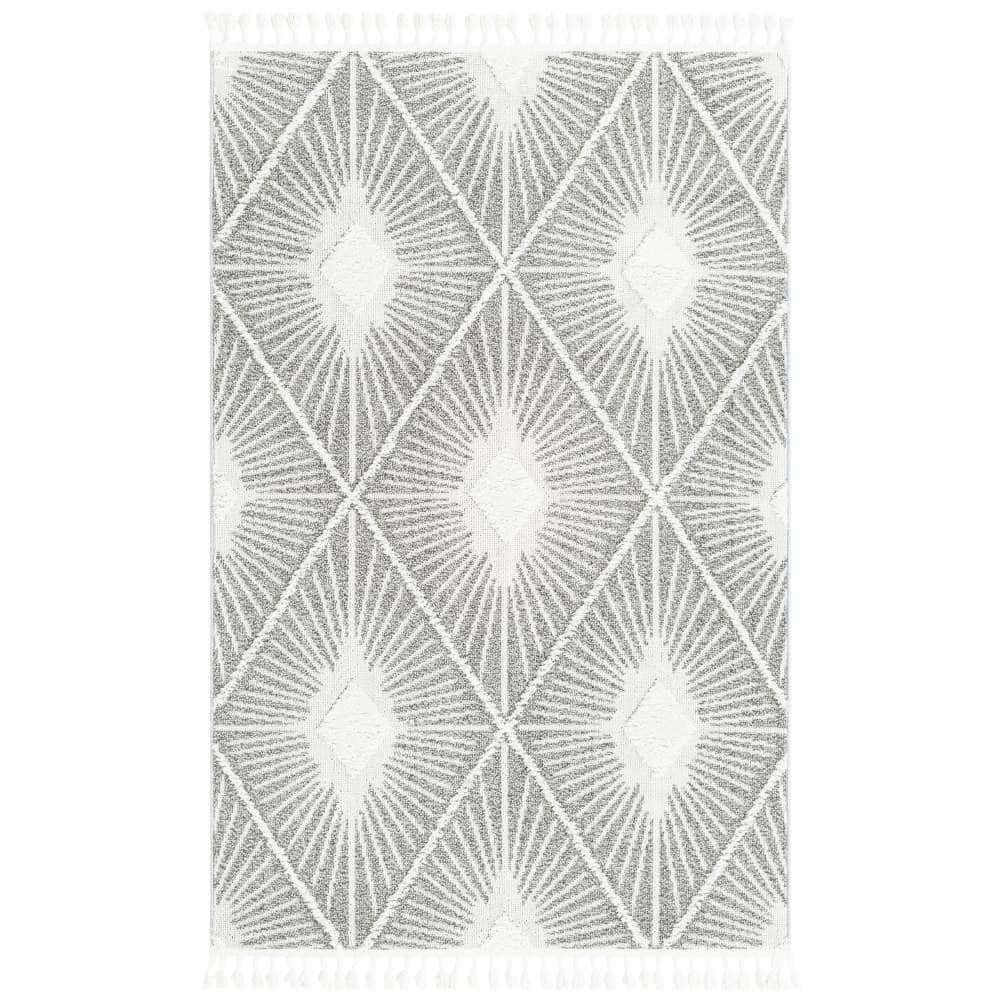 Unique Loom Boho Lilah Gray Ivory 4 ft. 1 in. x 6 ft. 1 in. Area Rug ...