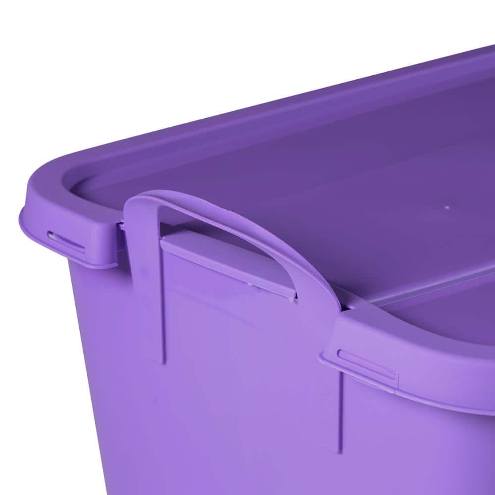 55 Quart Purple Stackable Plastic Storage Box with Lids