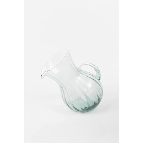4.8 Qt. Clear Glass Pitcher Tilted with Ribbed Design