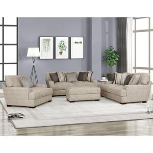 Niel 96 in. Straight Arm Fabric Straight T-Seat Cushion Sofa In Beige
