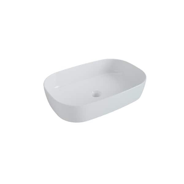 Glacier Bay 22 in. Ceramic Rectangular Vessel Bathroom Sink in White