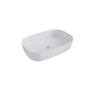 22 in. Ceramic Rectangular Vessel Bathroom Sink in White