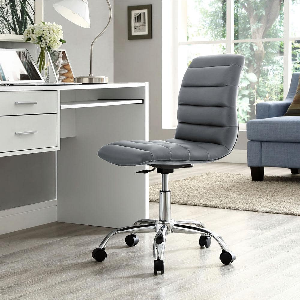 Ripple Mid-Back Swivel Task Chair in Gray Faux Leather