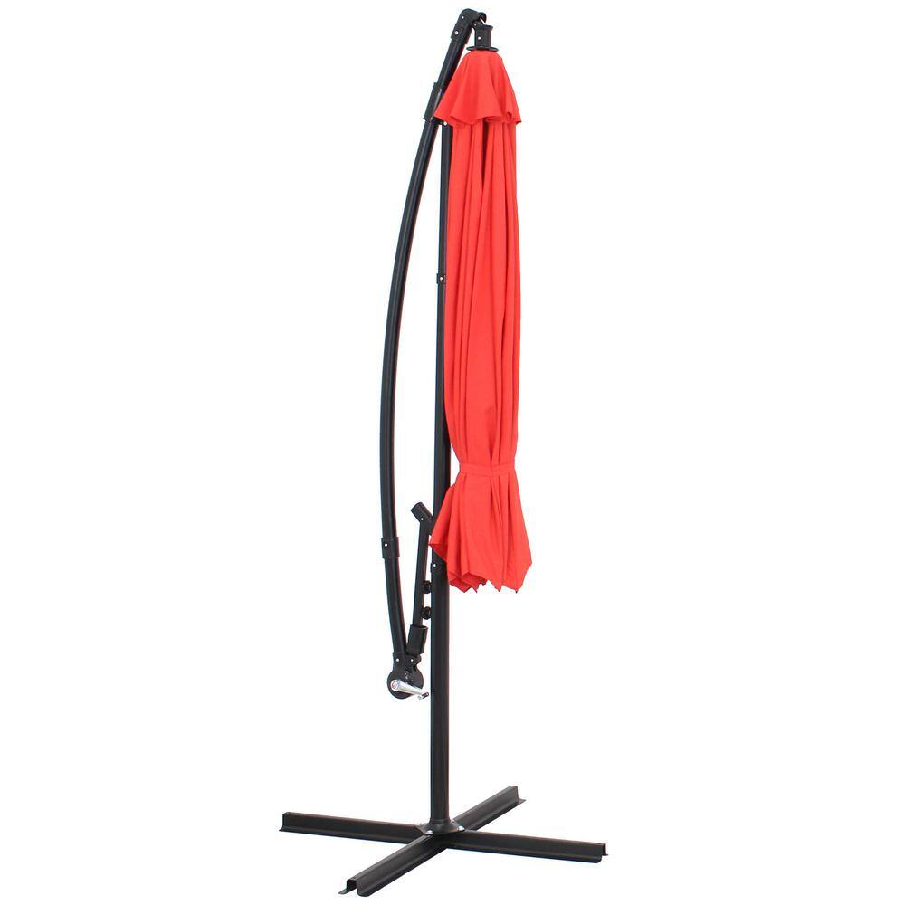 Cherry Red Steel Cantilever Patio Umbrella with Polyester Canopy