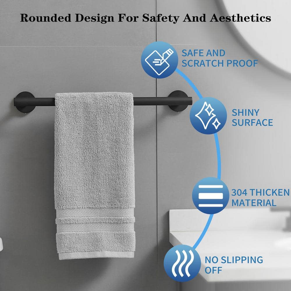 Matte Black Stainless Steel 4-Piece Bathroom Hardware Set