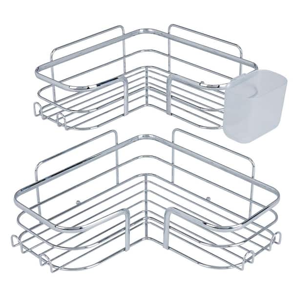 3 Piece Adhesive Mount Corner Shelf Shower Caddy Set in Chrome