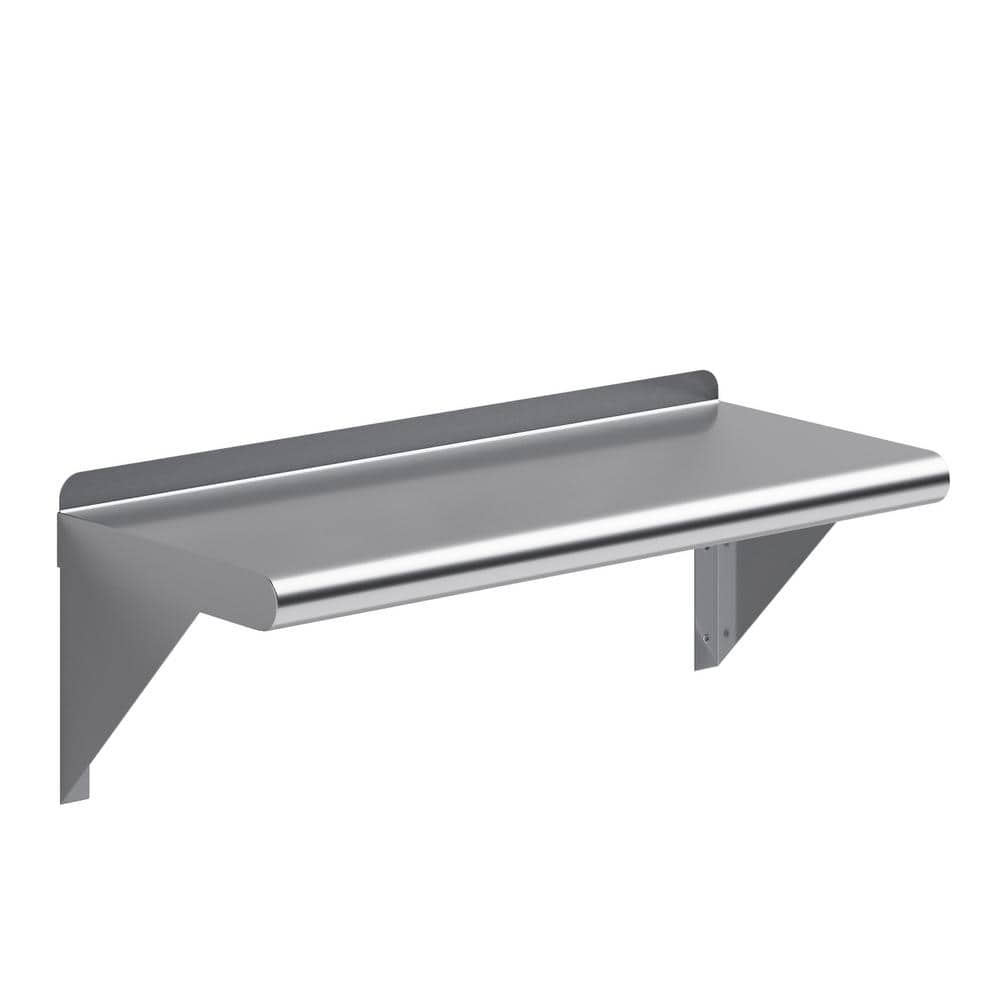 24" Long Stainless Steel Wall Shelf with Brackets