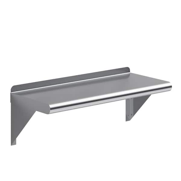10 in. x 24 in. Stainless Steel Wall Shelf. Kitchen, Restaurant, Garage, Laundry Metal Shelf with Brackets