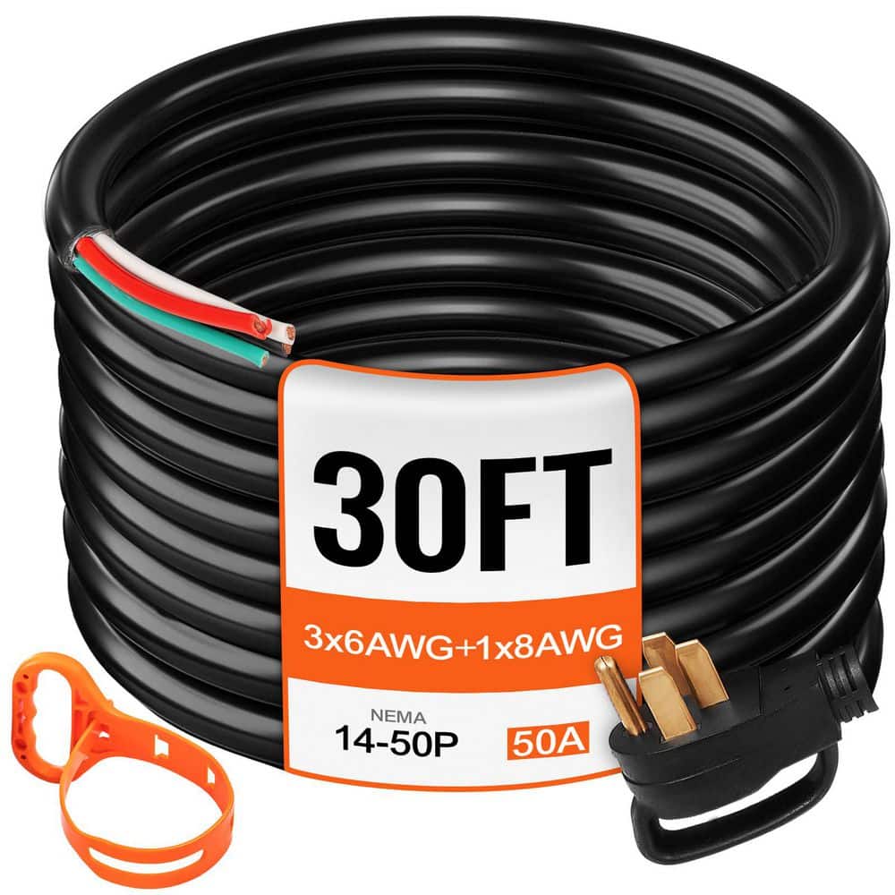 RV Camp Power Cord Generator Cord, 30 Ft. 50 Amp 110Volt 6/3 + 8/1 AWG Generator Extension Cord NEMA 14-50P to Bare Wire price history on PriceWatchPro