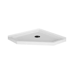 Moray 36 in. L x 36 in. W Threshold Alcove Corner Shower Pan Base in White with Center Drain and Stainless Steel Cover