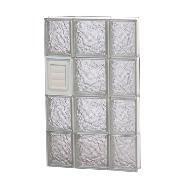 Clearly Secure 19.25 in. x 31 in. x 3.125 in. Frameless Ice Pattern Glass Block Window with Dryer Vent