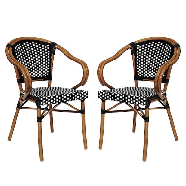 Carnegy Avenue Brown Aluminum Outdoor Dining Chair in White Set of 2
