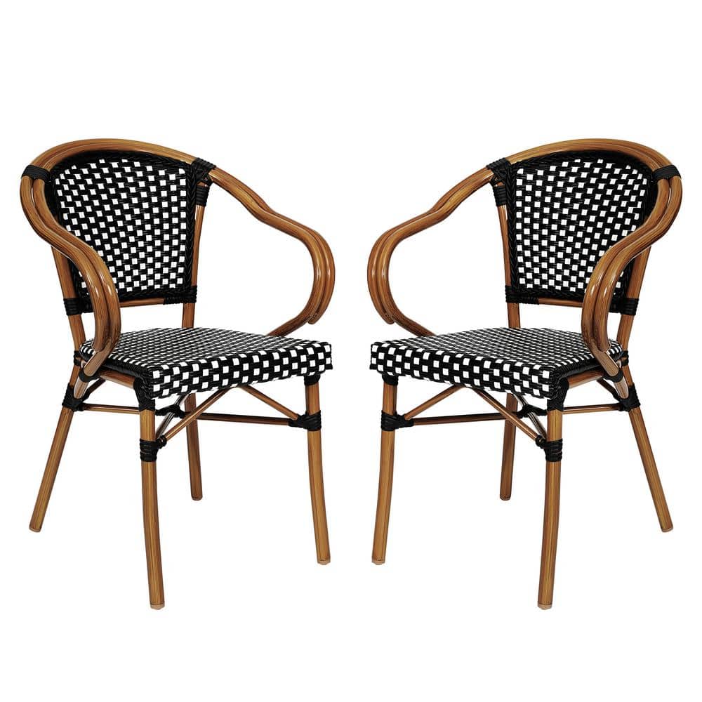 Brown Aluminum Outdoor Dining Chair in Black Set of 2 price history on PriceWatchPro