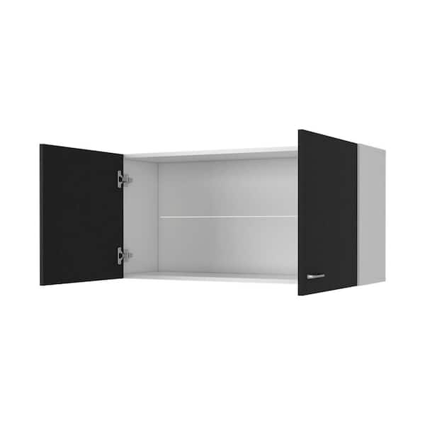Amucolo 39.3 in. W x 12.6 in. D x 19.3 in. H White and Smokey Gray Ready to Assemble Wall Kitchen Cabinet with Double Doors