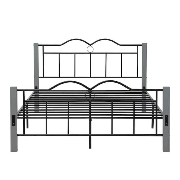 78 1 In W Gray Metal Frame Full Size, Metal Bed Frame Good Or Bad