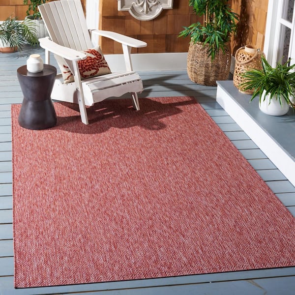 Construction Turf Rug Red SAFAVIEH Courtyard Red 5 ft. x 8 ft. Solid Indoor/Outdoor Patio Area ...