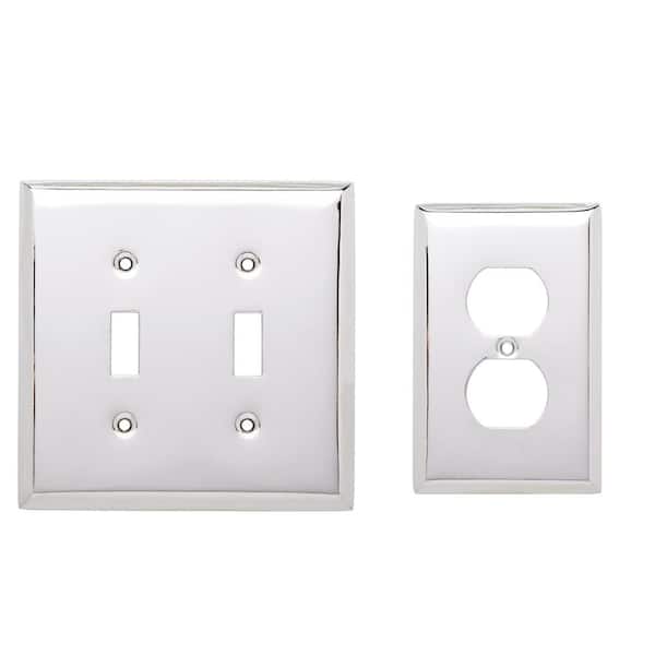 Hampton Bay Chrome 3-Gang 2-Toggle/1-Duplex Wall Plate (2-Pack)