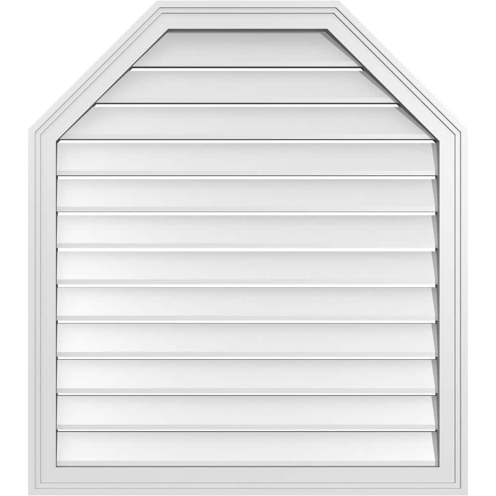 32 in. x 36 in. Octagonal Top Surface Mount PVC Gable Vent: Functional with Brickmould Frame price history on PriceWatchPro