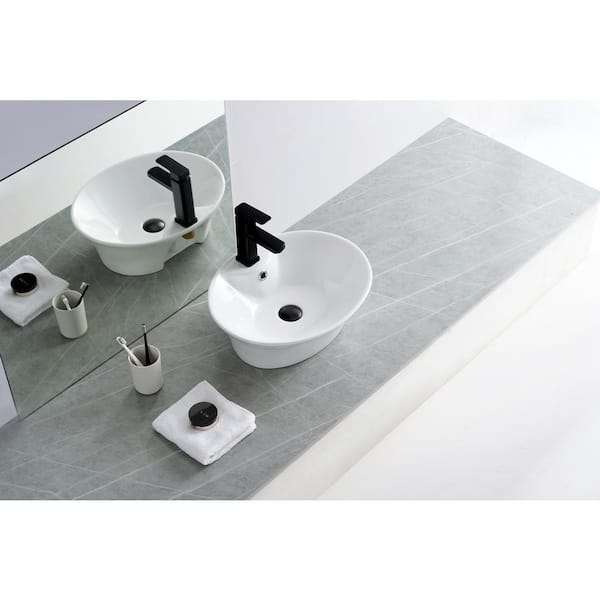 Maincraft 18.5 in. Topmount Novelty Bathroom Vessel Sink Basin in White Ceramic