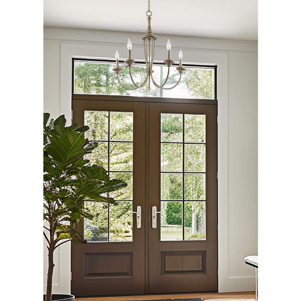 Lotus 24" Rustic Metal and Smoked Cedar French Country Chandelier