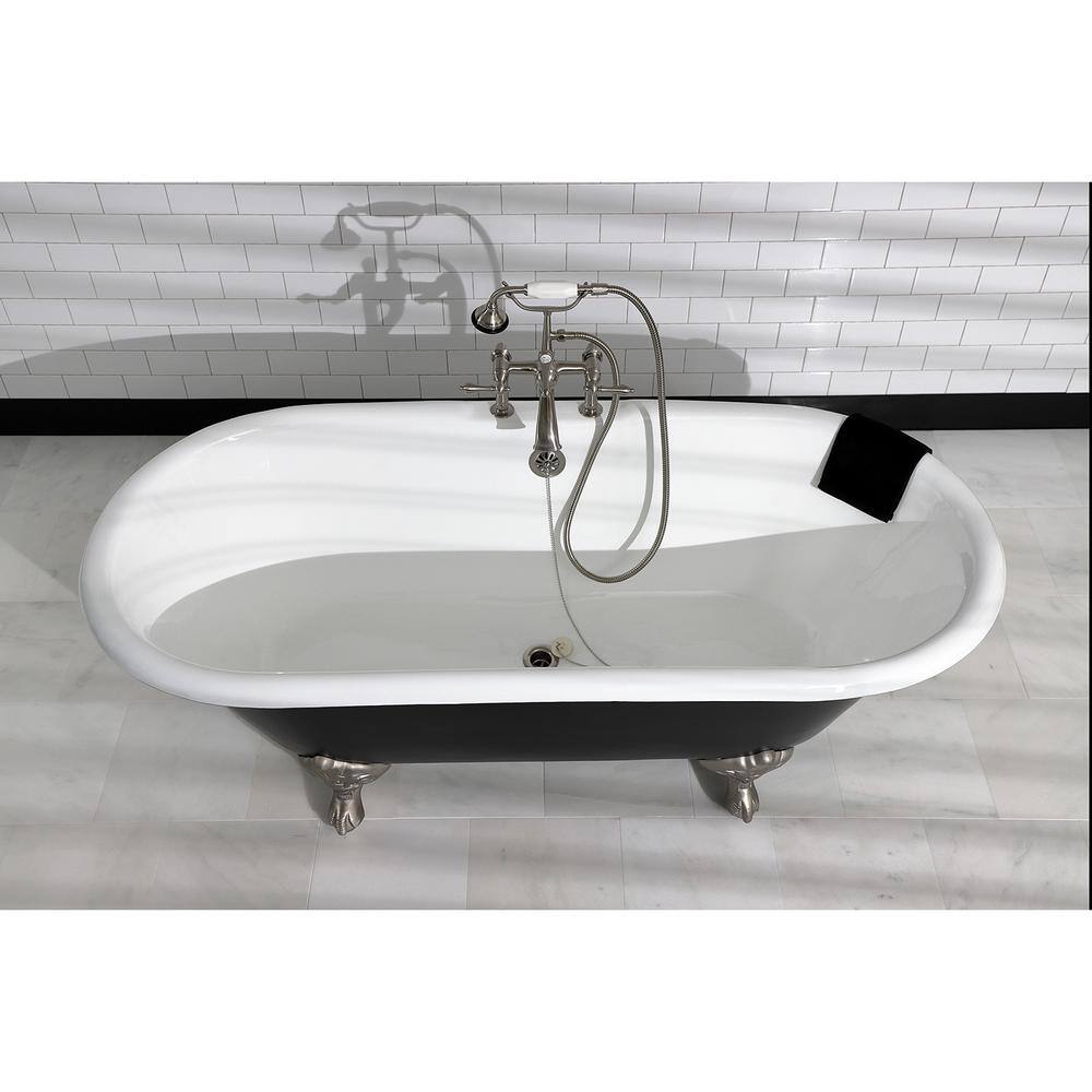Classic 66-Inch Black and White Cast Iron Double Ended Clawfoot Bathtub