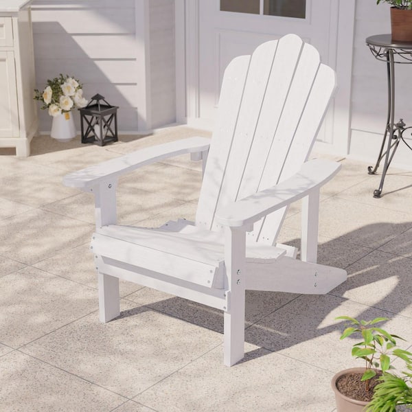 White HIPS Plastic Weather Resistant Adirondack Chair for Outdoors (1-Pack)
