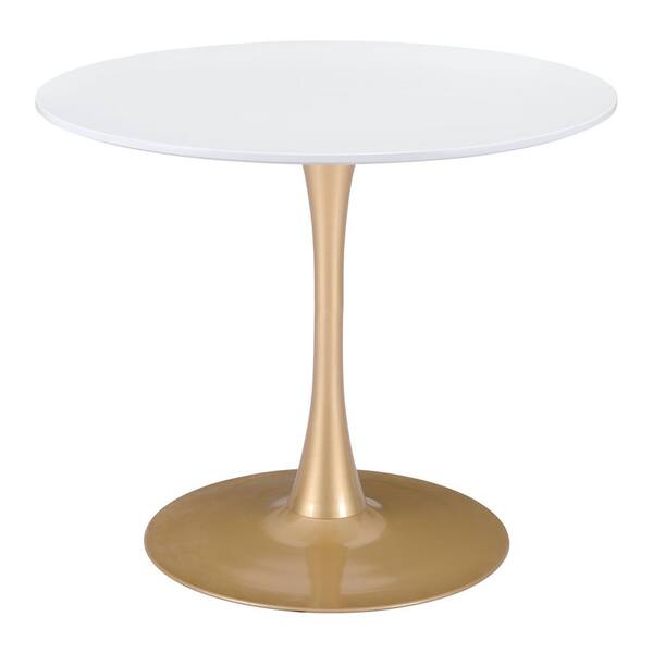 ZUO Opus 35.4 in. Round White MDF Top with Steel Frame (Seats 4)