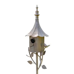 64.75 in. Tall Antique Silver Iron Birdhouse "Chelsea"