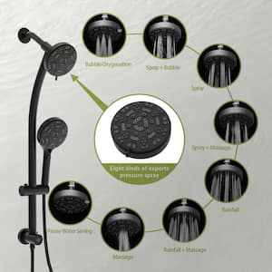 Dual Shower Head 8-Spray Wall Mount Shower Faucet with 4.7 in. Handheld Combo 1.8 GPM Shower Head in Matte Black