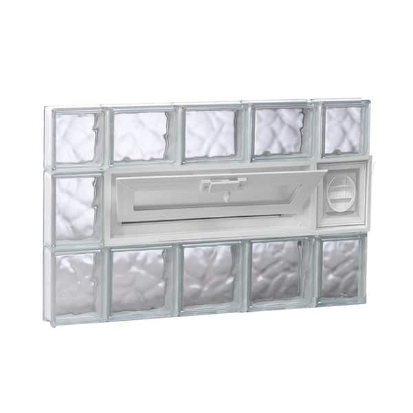 Clearly Secure 34.75 in. x 21.25 in. x 3.125 in. Frameless Wave Pattern Vented Glass Block Window with Dryer Vent