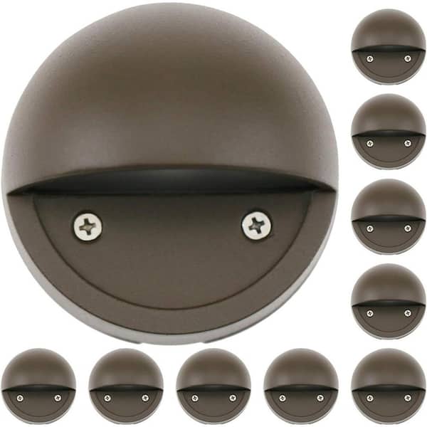 180 Lumen Bronze Integrated LED Electric Deck/Stair Light Hardwired with Replaceable LED Bulb for Outdoor (10 Packs)