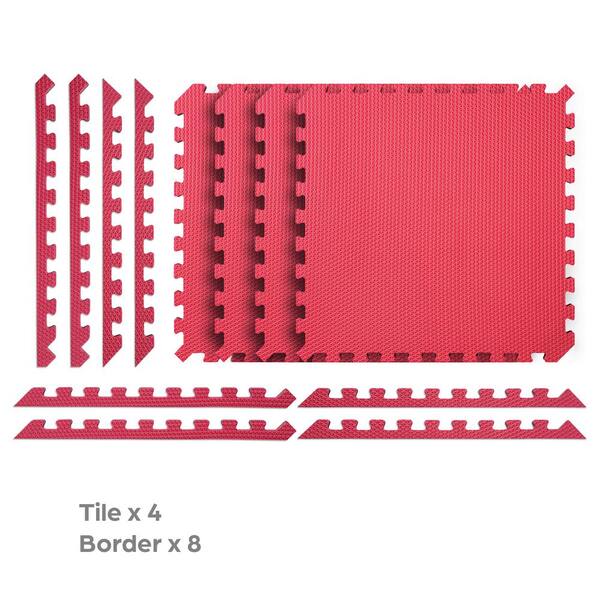 Norsk Black/Red 24 in. x 24 in. x 0.79 in. Foam Reversible Interlocking Floor Mat (4-Pack) Norsk Black/Red 24 in. x 24 in. x 0.79 in. Foam Reversible Interlocking Floor Mat (4-Pack)