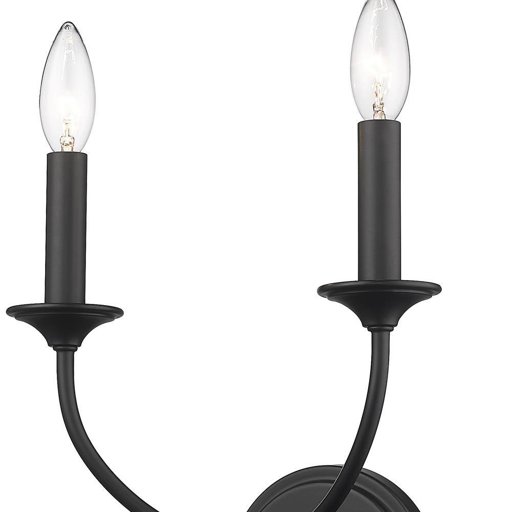 Matte Black Steel Dual Candelabra Wall Sconce