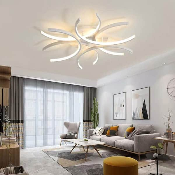 Frost Glass Floral Shaped Ceiling Lighting Korean Garden Living Room  Chandelier Light Fixture with Droplet Decor - Clearhalo