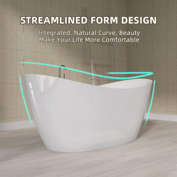 Zeafive Van 63 in. L x 31.5 in. W Acrylic Freestanding Soaking