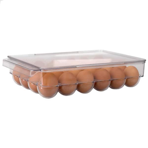 Voltenick 14Eggs Egg Storage Boxes Eggs Container Organizer with Lid  Plastic Refrigerator Egg Holder(2 pcs) 