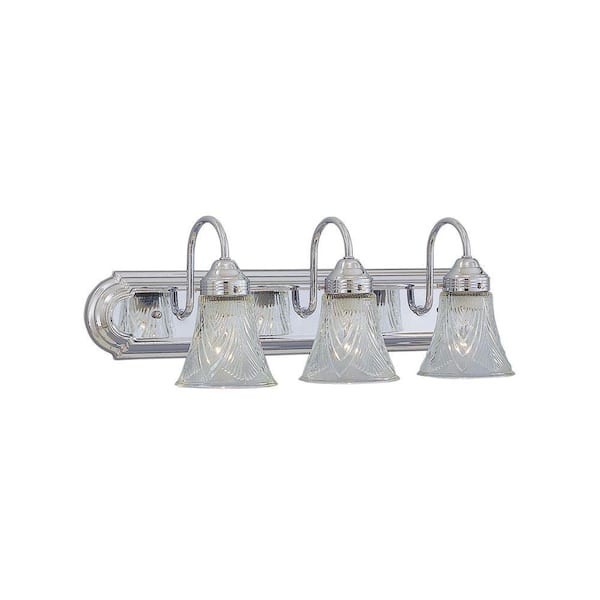 Cordelia Lighting 24 in. 3-Light Chrome Traditional Vanity with Clear Glass Shades